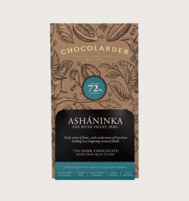 Picture of chocolarder's ashaninka peru bar on a grey background