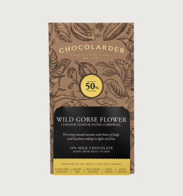 Picture of chocolarder wild gorse flower on a grey background