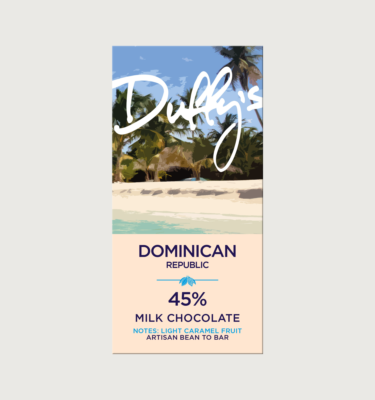 Picture of duffy's 45% dominican republic milk bar on a grey background