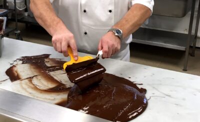 tempering chocolate with the table method