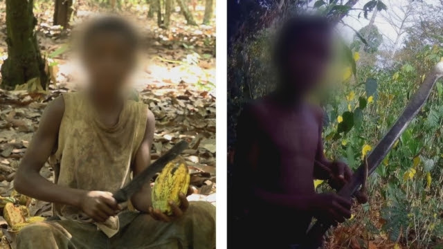 blurred out faces of child labourers in west africa