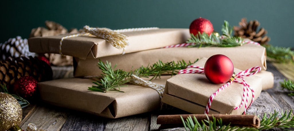 paper wrapped christmas gifts