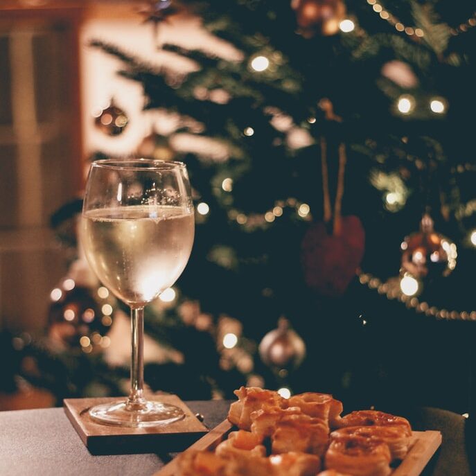 festive wine and canopes