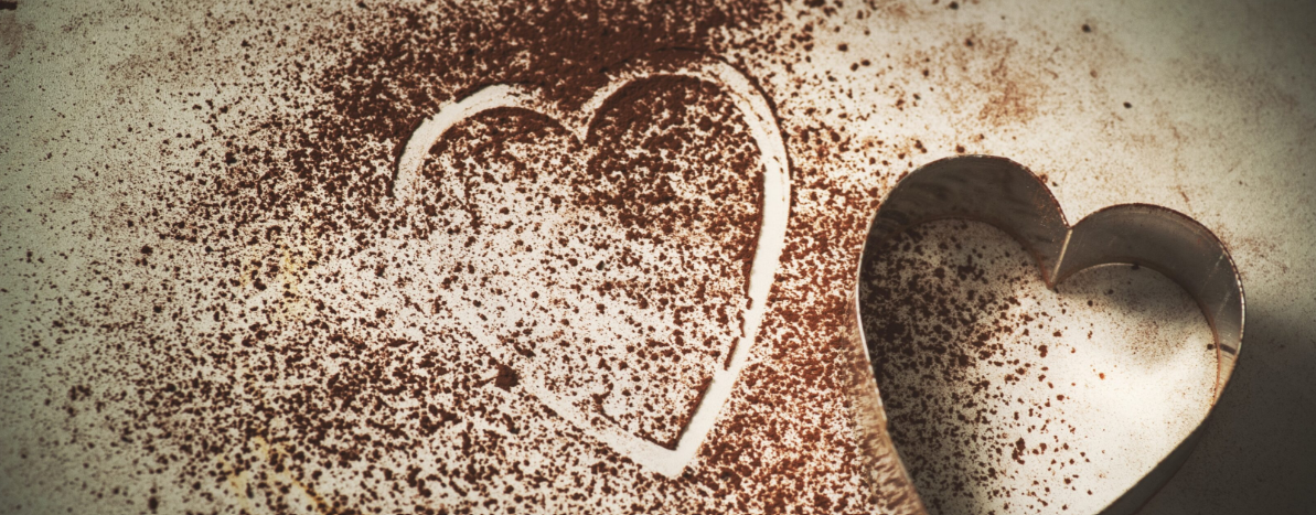 cocoa powder heart outline