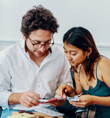 couple enjoying a chocolate tasting kit