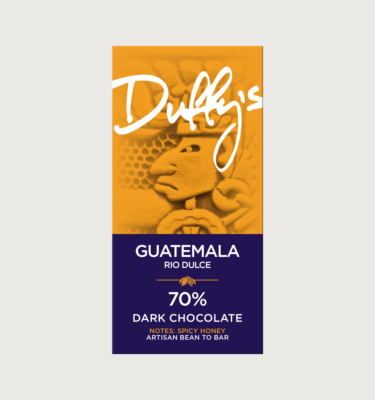 Picture of Duffy's guatemala 70% dark bar on a grey background