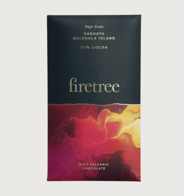 A firetree bar on a grey background. The bar is black, red and yellow